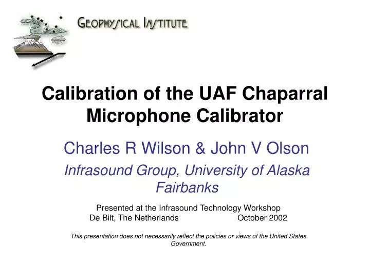 calibration of the uaf chaparral microphone calibrator