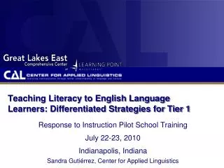 Teaching Literacy to English Language Learners: Differentiated Strategies for Tier 1