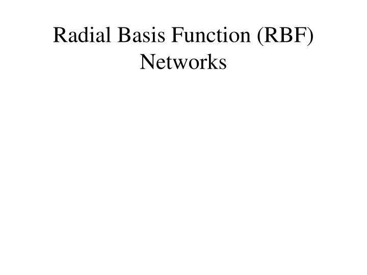 radial basis function rbf networks