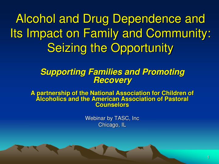 alcohol and drug dependence and its impact on family and community seizing the opportunity