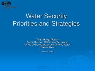 Water Security Priorities and Strategies