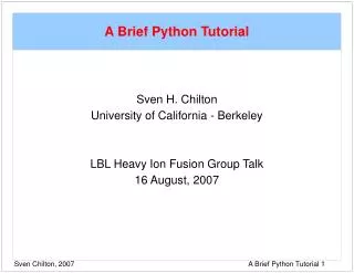 A Brief Python Tutorial