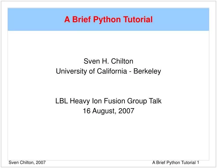a brief python tutorial