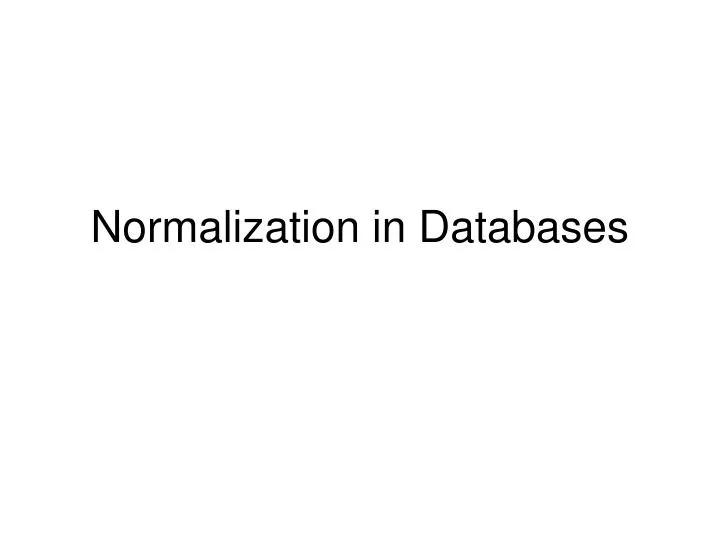 normalization in databases