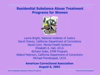 Residential Substance Abuse Treatment Programs for Women