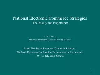 National Electronic Commerce Strategies The Malaysian Experience