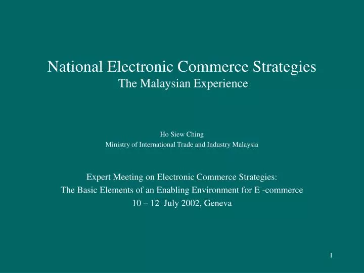 national electronic commerce strategies the malaysian experience