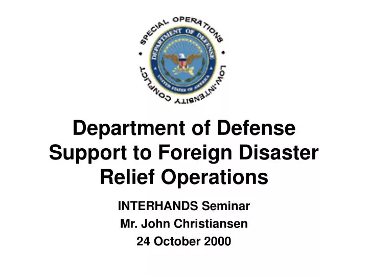 department of defense support to foreign disaster relief operations