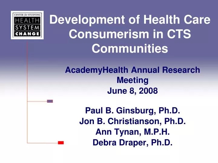 development of health care consumerism in cts communities