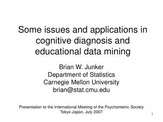 Some issues and applications in cognitive diagnosis and educational data mining