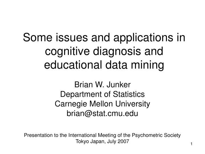 some issues and applications in cognitive diagnosis and educational data mining