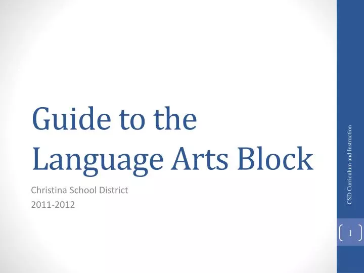guide to the language arts block