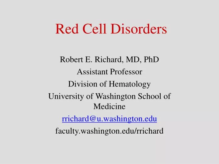 red cell disorders