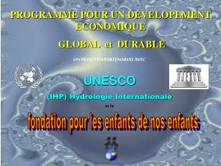 PROGRAMME POUR UN DEVELOPEMENT ECONOMIQUE GLOBAL et DURABLE