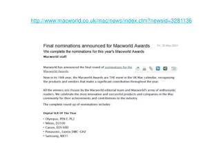 final nominations announced for macworld awards