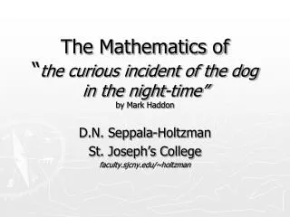 The Mathematics of “ the curious incident of the dog in the night-time” by Mark Haddon