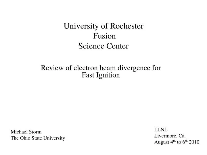university of rochester fusion science center