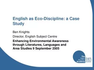 English as Eco-Discipline: a Case Study