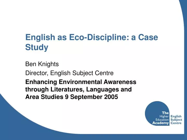 english as eco discipline a case study