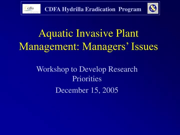 aquatic invasive plant management managers issues