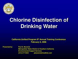 Chlorine Disinfection of Drinking Water