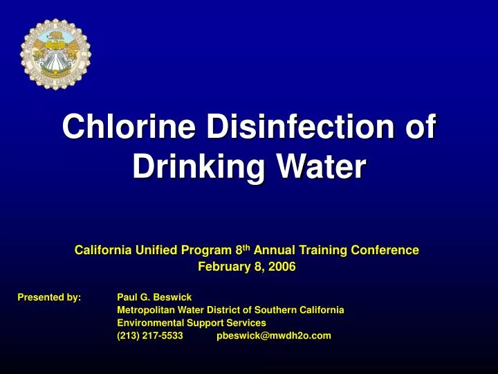 chlorine disinfection of drinking water