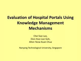 Evaluation of Hospital Portals Using Knowledge Management Mechanisms