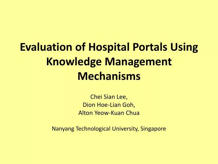 evaluation of hospital portals using knowledge management mechanisms