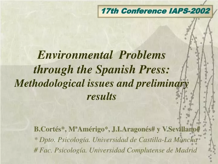 environmental problems through the spanish press methodological issues and preliminary results