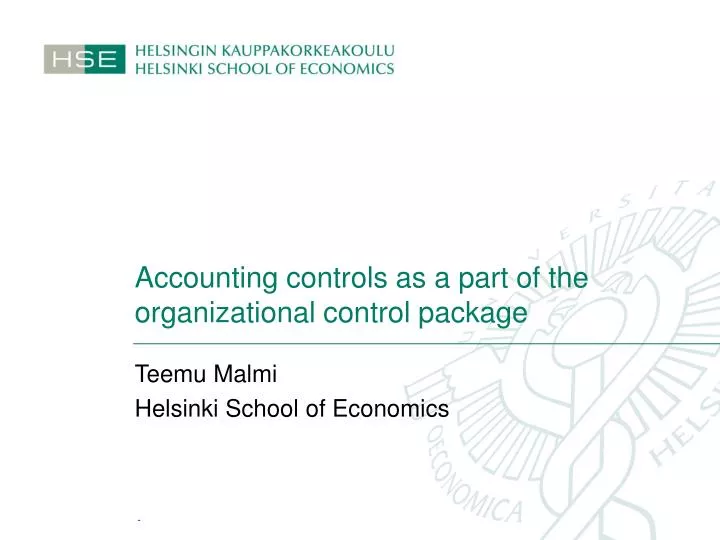 accounting controls as a part of the organizational control package