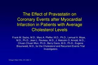 The Effect of Pravastatin on Coronary Events after Myocardial Infarction in Patients with Average Cholesterol Levels
