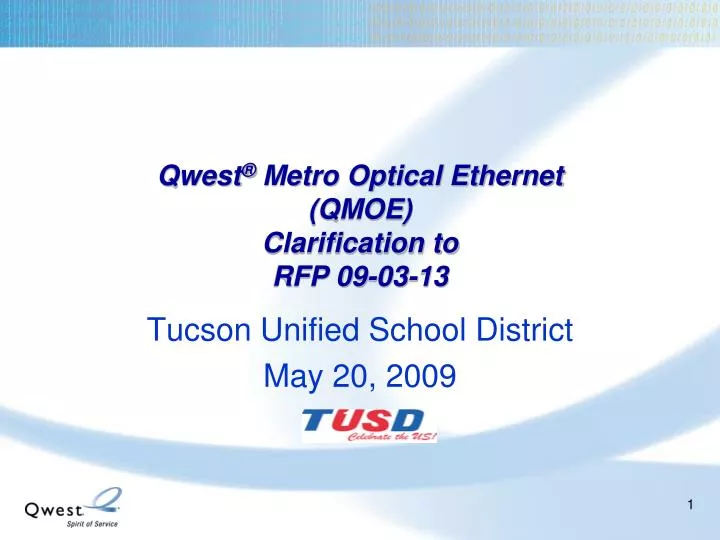 qwest metro optical ethernet qmoe clarification to rfp 09 03 13