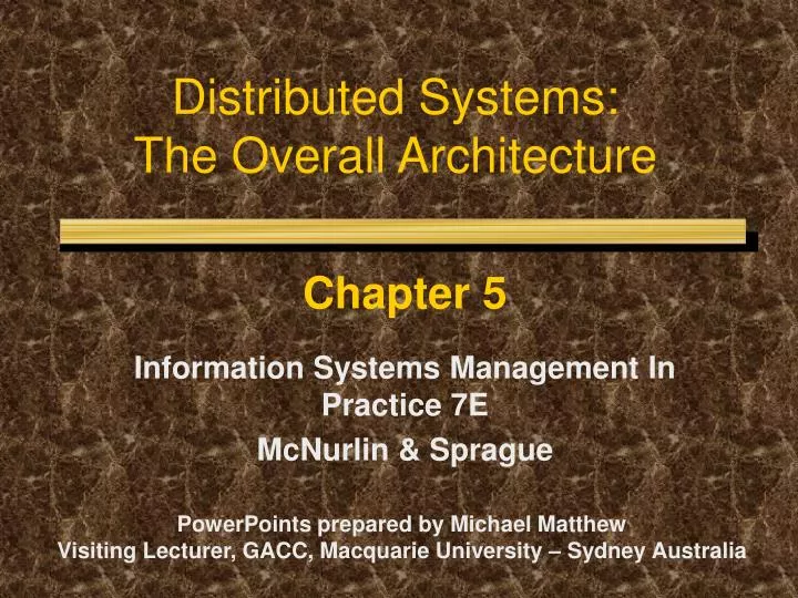 distributed systems the overall architecture