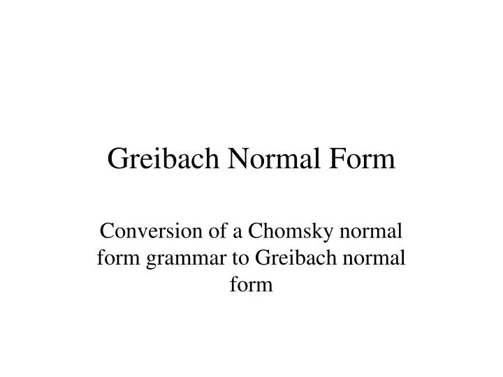 greibach normal form