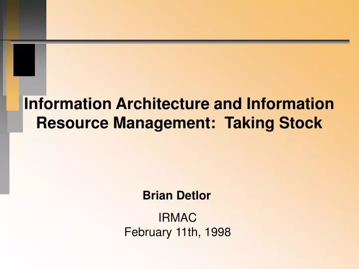 information architecture and information resource management taking stock