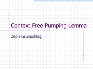 Context Free Pumping Lemma