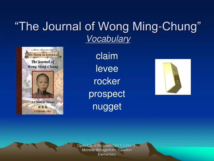 the journal of wong ming chung vocabulary