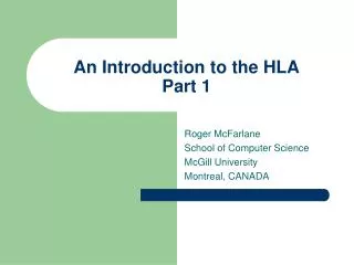 An Introduction to the HLA Part 1