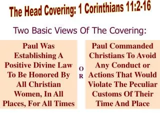 The Head Covering: 1 Corinthians 11:2-16