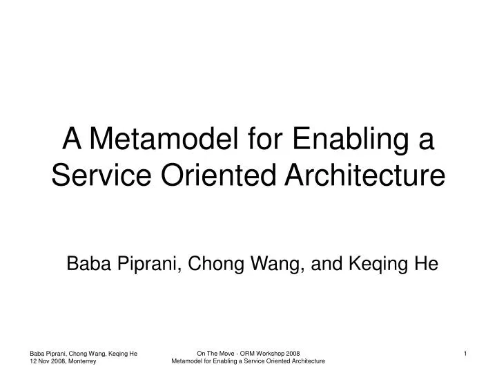 a metamodel for enabling a service oriented architecture