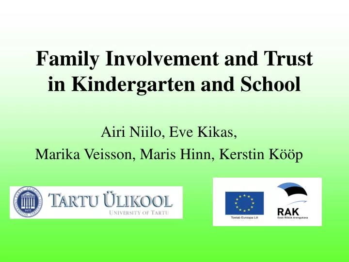 family involvement and trust in kindergarten and school