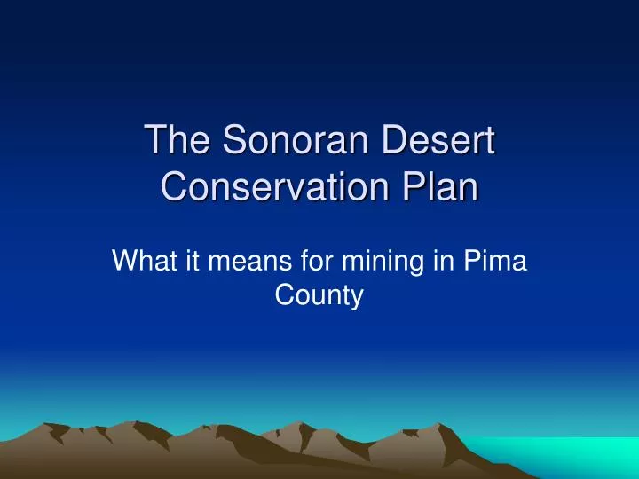 the sonoran desert conservation plan