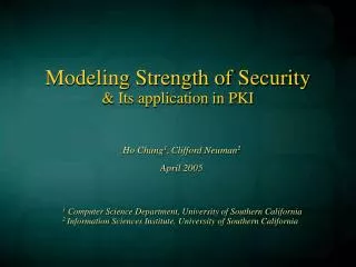 Modeling Strength of Security &amp; Its application in PKI