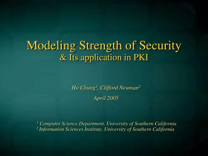 modeling strength of security its application in pki