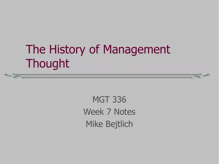 the history of management thought