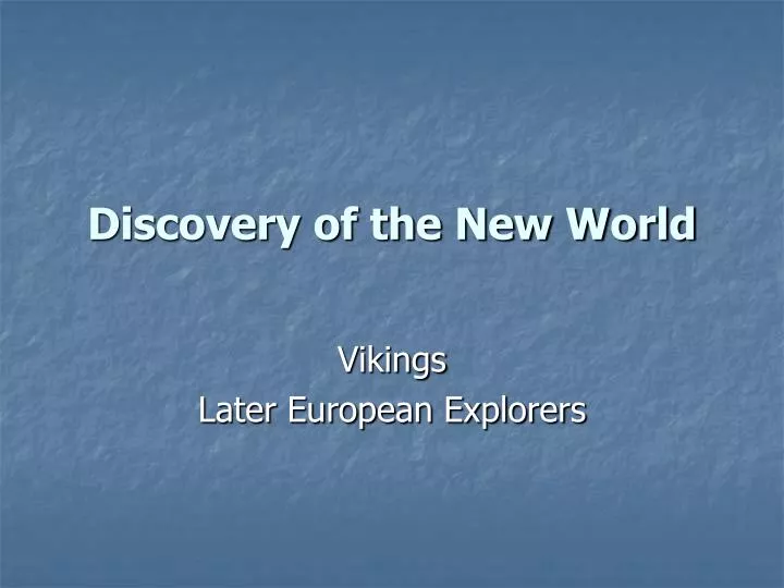discovery of the new world