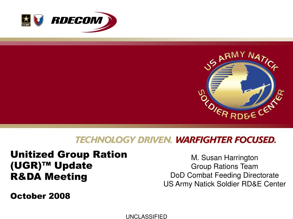 Unitized Group Rations PPT - Unitized Group Ration (UGR)™ Update R&DA Meeting October 2008 ...