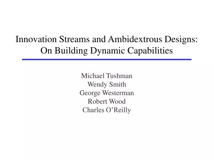 innovation streams and ambidextrous designs on building dynamic capabilities