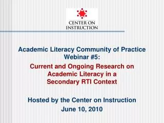 Academic Literacy Community of Practice Webinar #5: