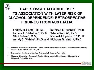 EARLY ONSET ALCOHOL USE: ITS ASSOCIATION WITH LATER RISK OF ALCOHOL DEPENDENCE: RETROSPECTIVE FINDINGS FROM AUSTRALIA